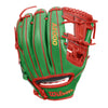 Wilson A2000 1786 11.5" Infield Baseball Glove MX- Kelly Green/Red - Right Hand Thrower
