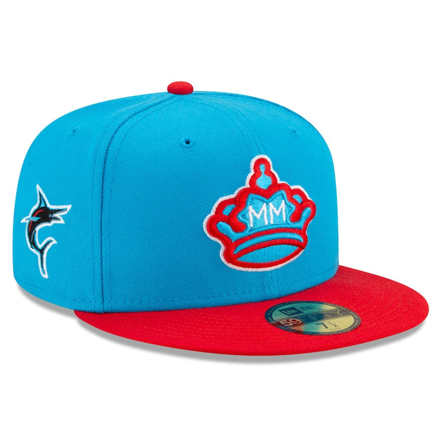 Men's Mitchell & Ness Black/ Florida Marlins Bases Loaded Fitted Hat