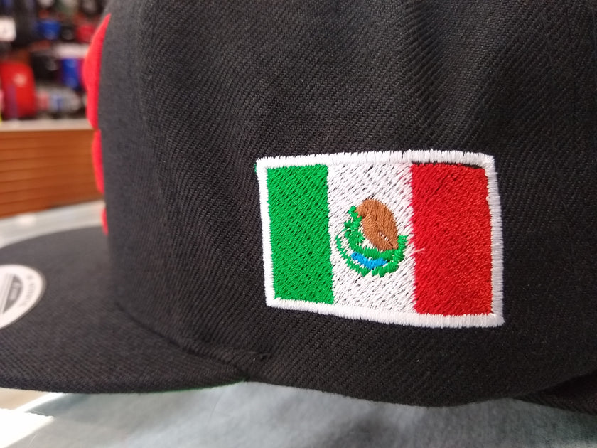Embroidered Shield and flag SnapBack Mexico BLACK-GOLD hat – Peligro Sports