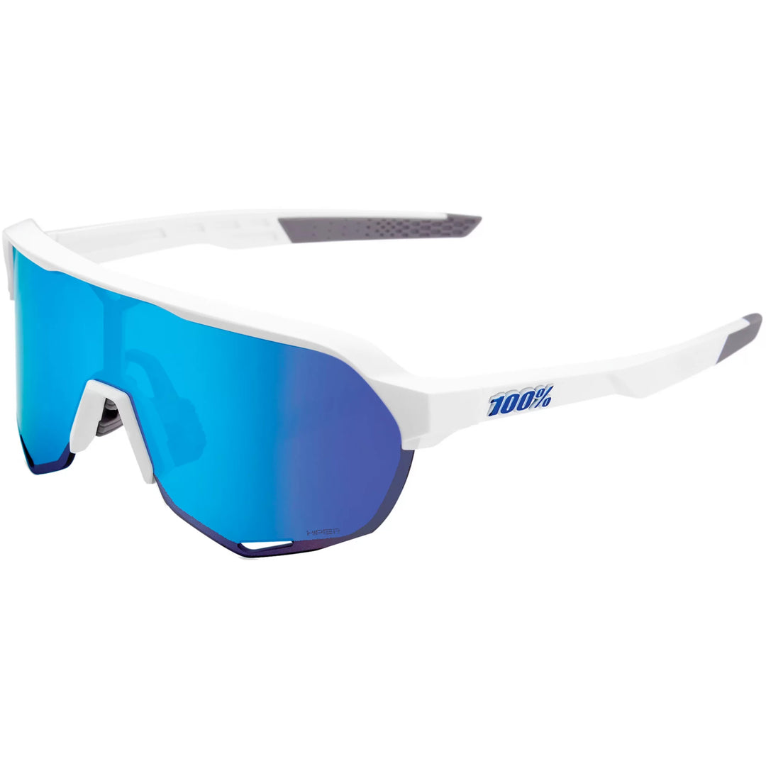 100% S2 Matte White Cycling Sunglasses – HiPER® Blue Multilayer Mirror Lens - 60006-00006