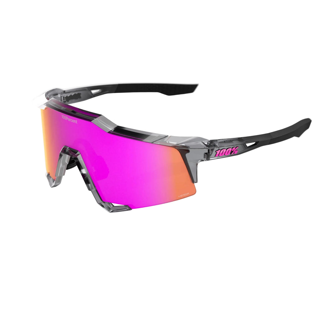 100% SPEEDCRAFT MLB Authentic Sunglasses – Polished Translucent Grey Frame with HiPER® Vital Pink Mirror Lens | Performance Sports Eyewear | SKU 60007-10078