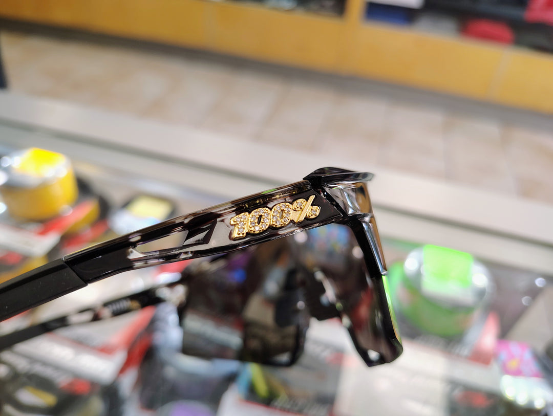 100% Speedcraft Money Mike 3rd Series Sunglasses – Polished Black Tortoise Signature Gold HiPER Lens