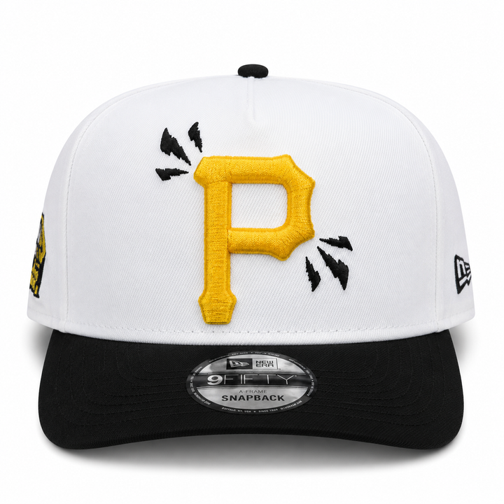 New Era Pittsburgh Pirates 9FIFTY A-Frame Curved 1971 World Series Patch Snapback Hat White/Black | MLB Adjustable Cap