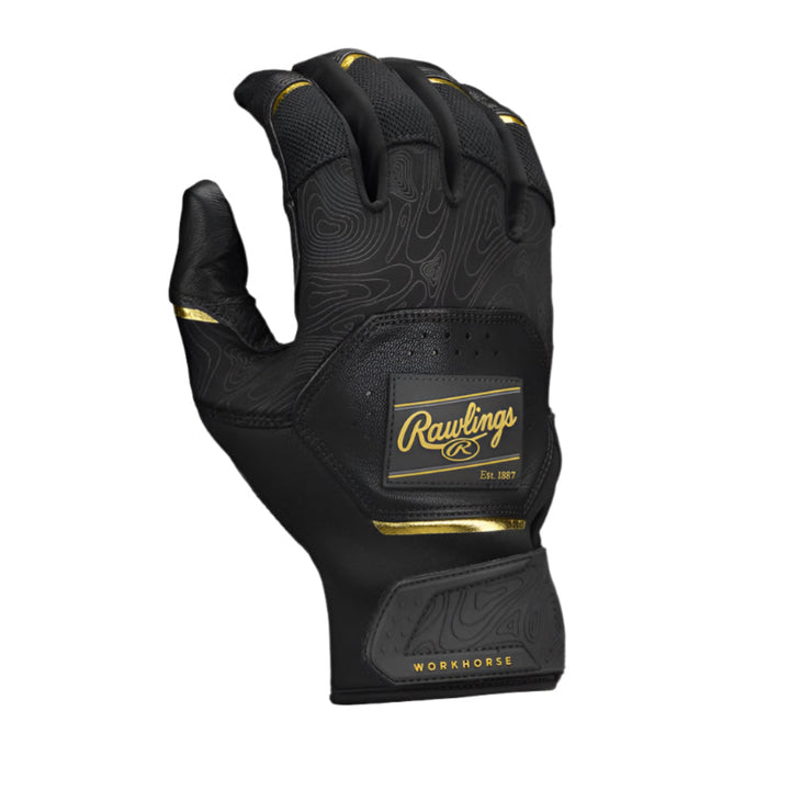 2025 Rawlings Workhorse Adult Baseball Batting Gloves - WH25BG_Black1
