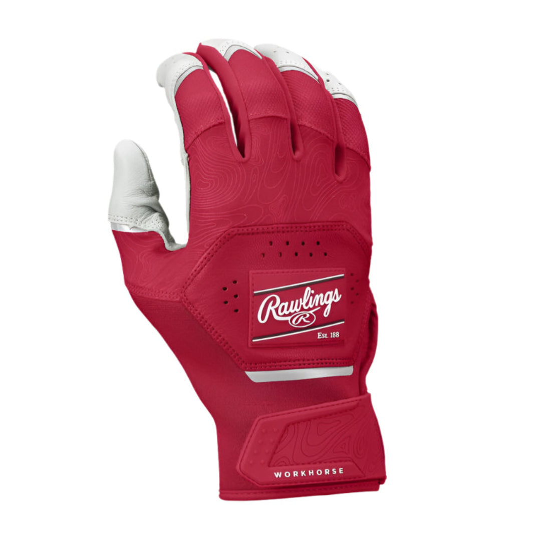 2025 Rawlings Workhorse Adult Baseball Batting Gloves - WH25BG_Scarlet
