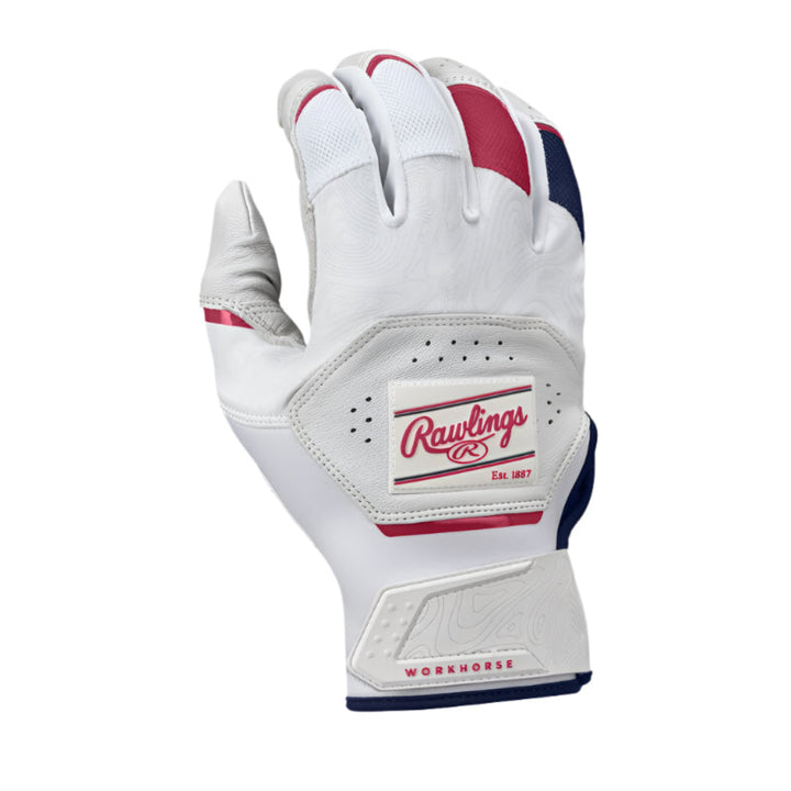 2025 Rawlings Workhorse Adult Baseball Batting Gloves - WH25BG_White1