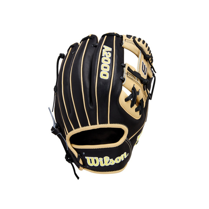 Wilson A2000 1786 WBW104108115 Black Blonde Pro Stock Leather infield glove exterior