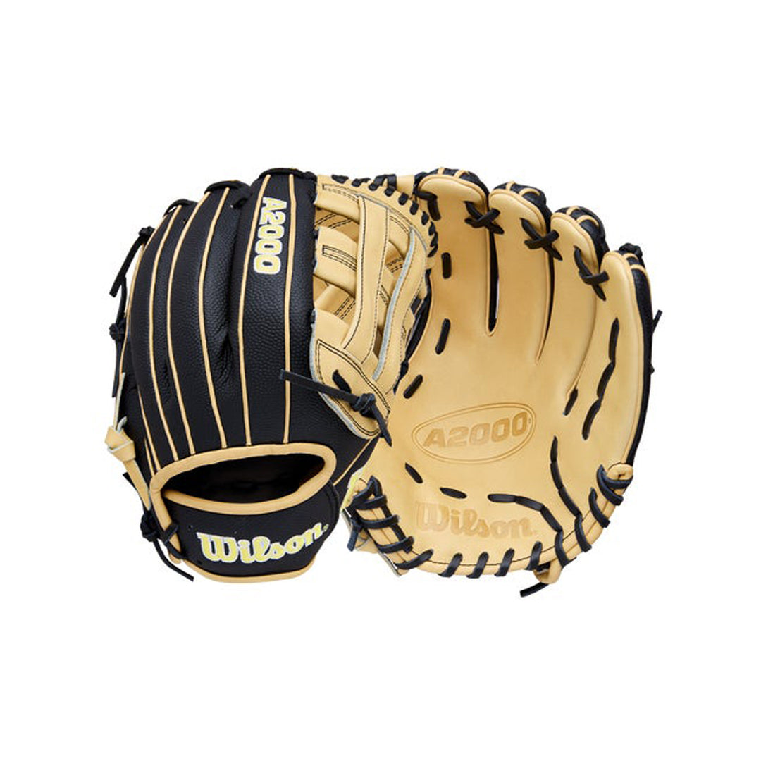 Wilson A2000 DW5 WBW10411612 Black Blonde exterior and Pro Stock Leather palm views