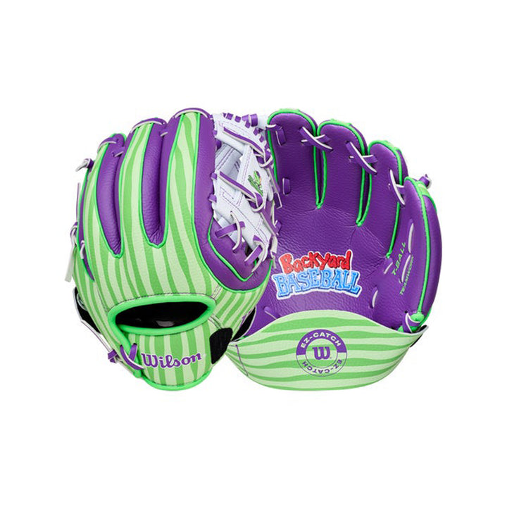 2026 Wilson Backyard Baseball Melonheads A200 Pro I-Web youth T-Ball glove front and back display