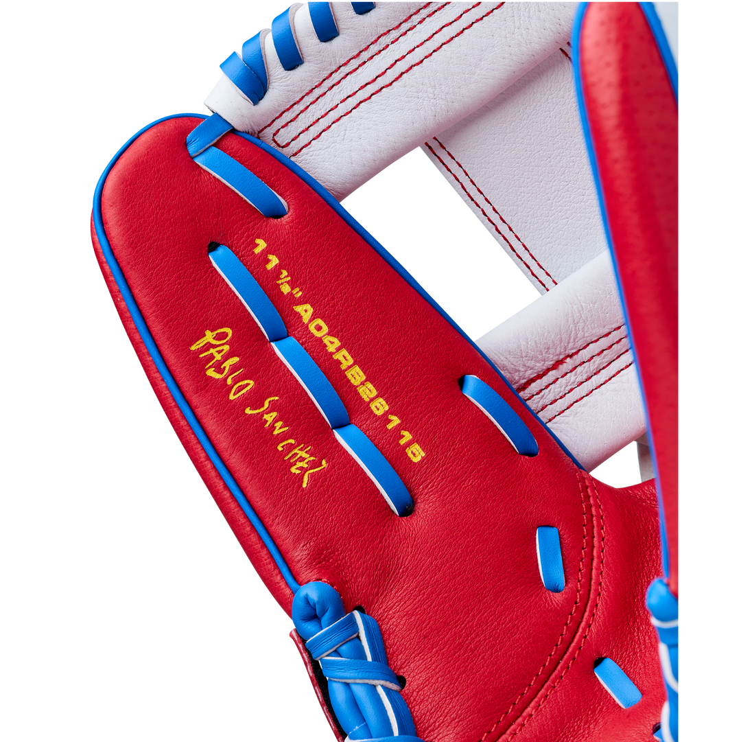 2026 Backyard Baseball Pablo A450 youth infield glove I-Web and model marking close-up