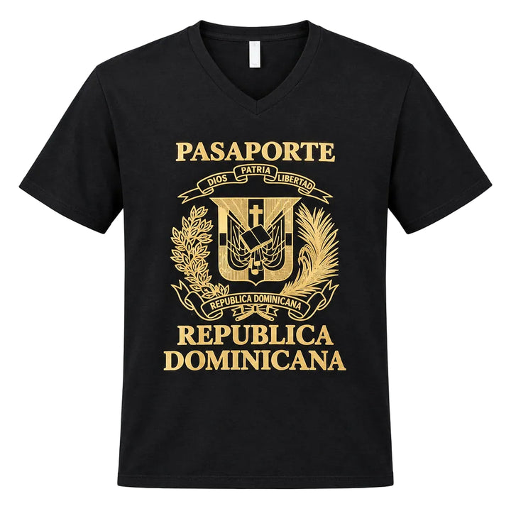 Dominican Shield Passport Light Silver foil V Neck