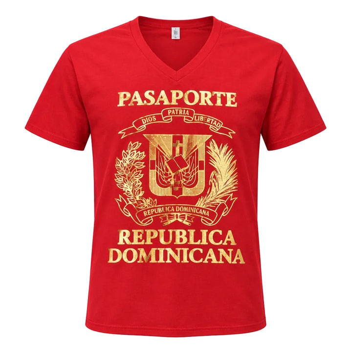 Dominican Shield Passport Light Silver foil V Neck