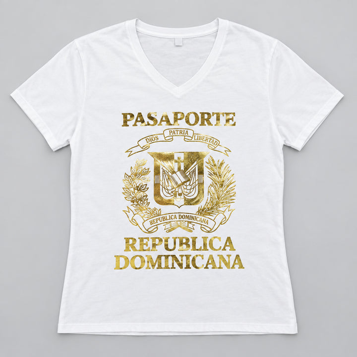 Dominican Shield Passport Light Silver foil V Neck