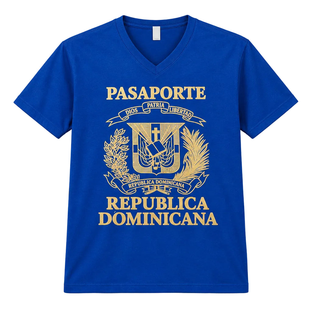 Dominican Shield Passport Light Silver foil V Neck