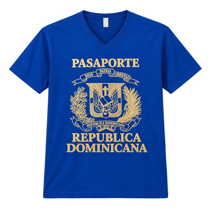 Dominican Shield Passport Light Silver foil V Neck
