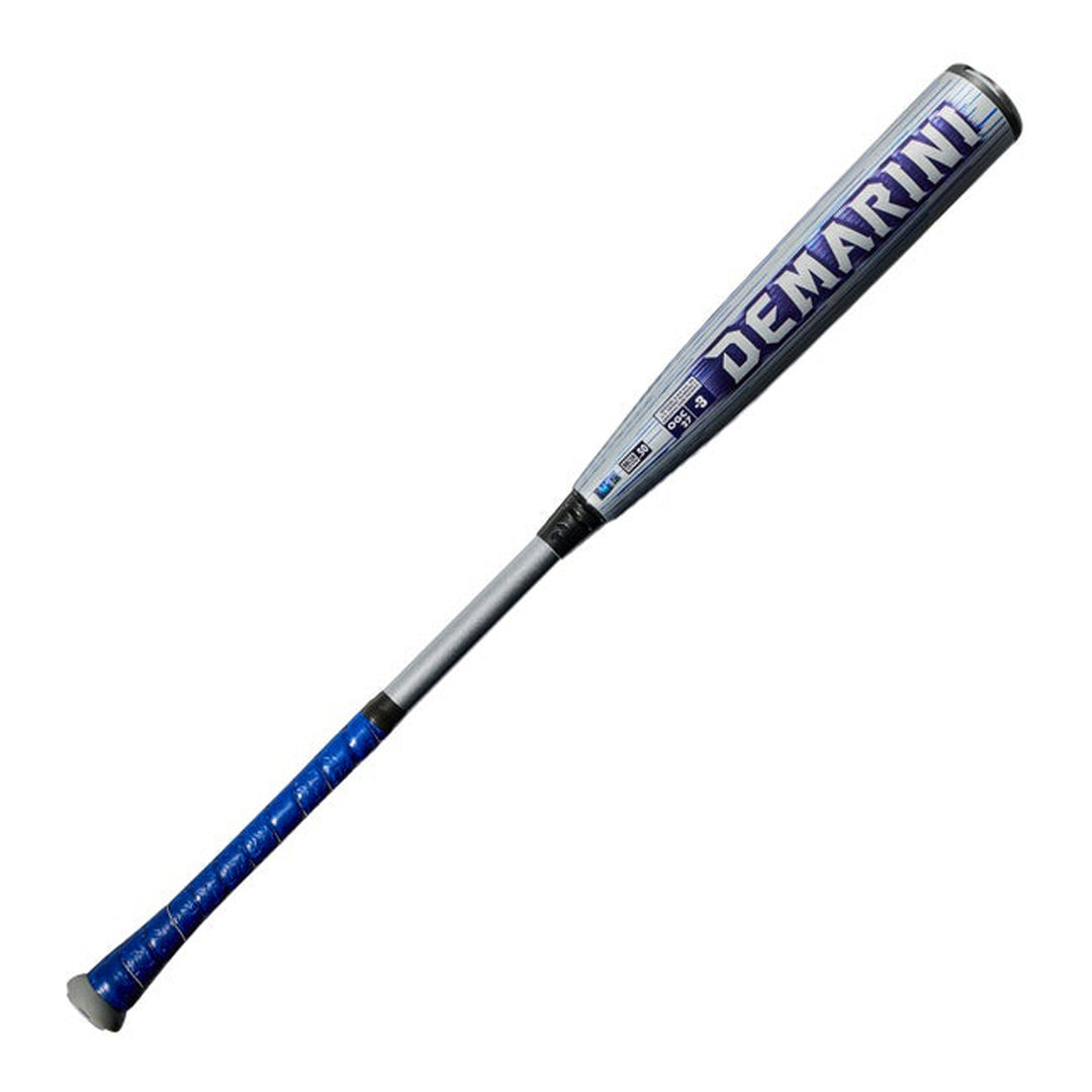 2027 DeMarini Omega (-3) BBCOR baseball bat DeMarini barrel logo side view