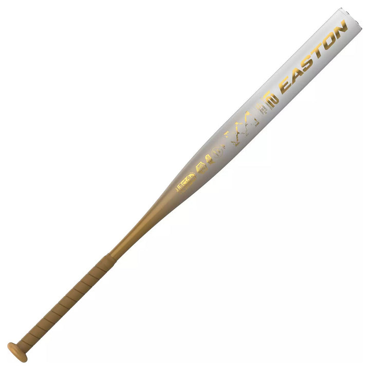 White and gold Easton ESD7RNL balanced slowpitch softball bat alternate view