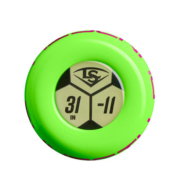 Louisville Slugger Dynasty 31 inch -11 bat Neon Green knob size detail
