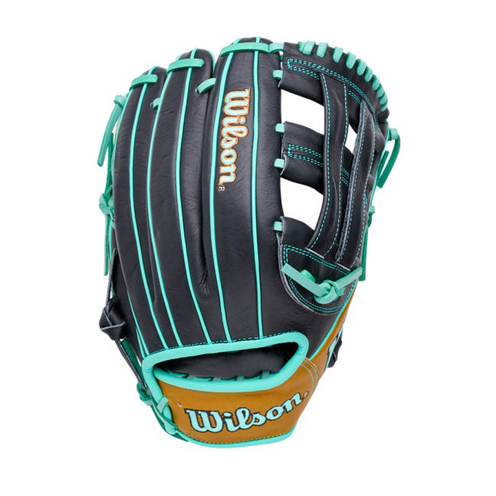 2027 Wilson A1000 DW5 12 inch infield baseball glove Black Seafoam Saddle Tan back view
