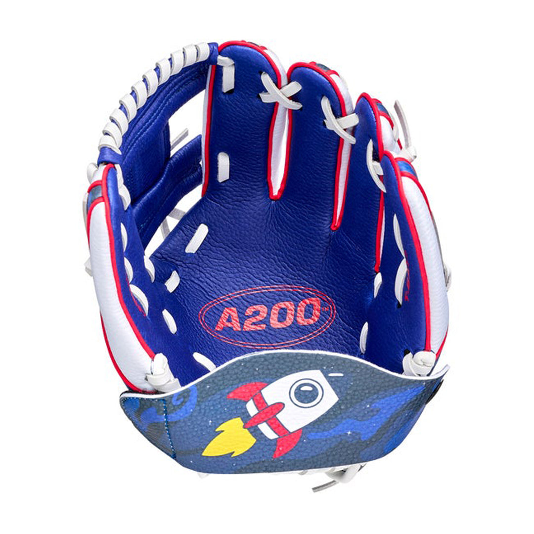 2027 Wilson A200 10 inch T-Ball glove Blue palm and removable catch assist view