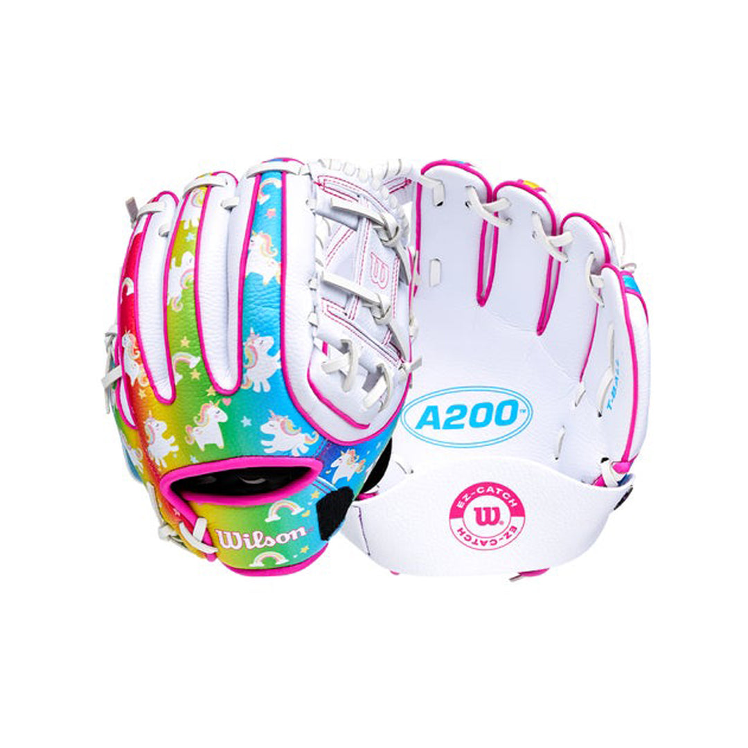 2027 Wilson A200 10 inch H-Web EZ-Catch T-Ball glove front and back display