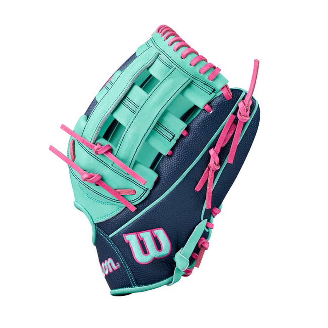 2027 Wilson A2000 1750 12.5 inch outfield baseball glove Seafoam Navy Pink web view
