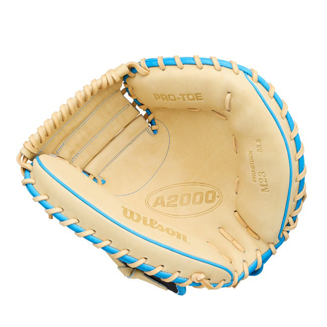 Wilson A2000 M23SS WBG06201RT335 Blonde Pro Stock Leather catcher’s mitt pocket