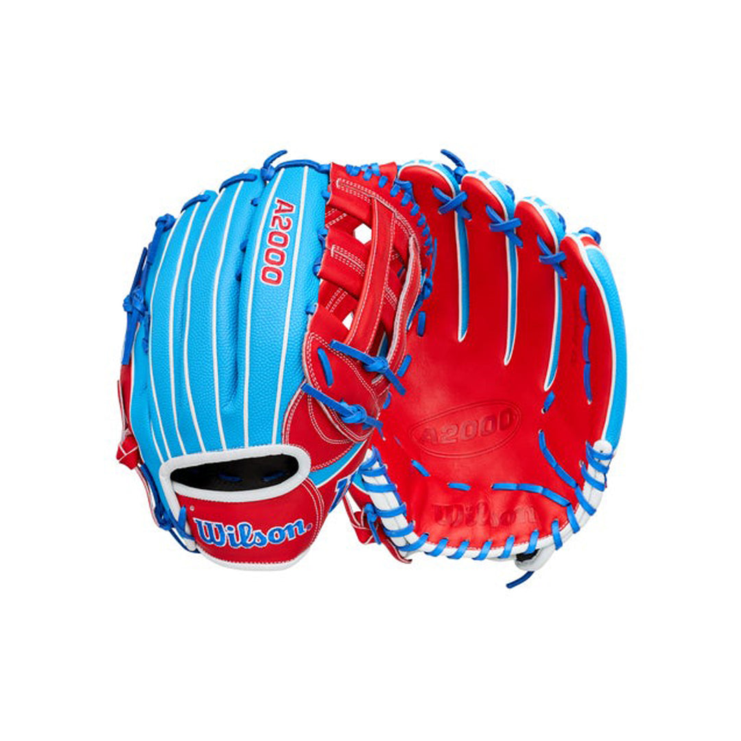 Wilson A2000 PCA4 WBG0009701RT125 Sky Blue SuperSkin exterior and Red Pro Stock Leather palm
