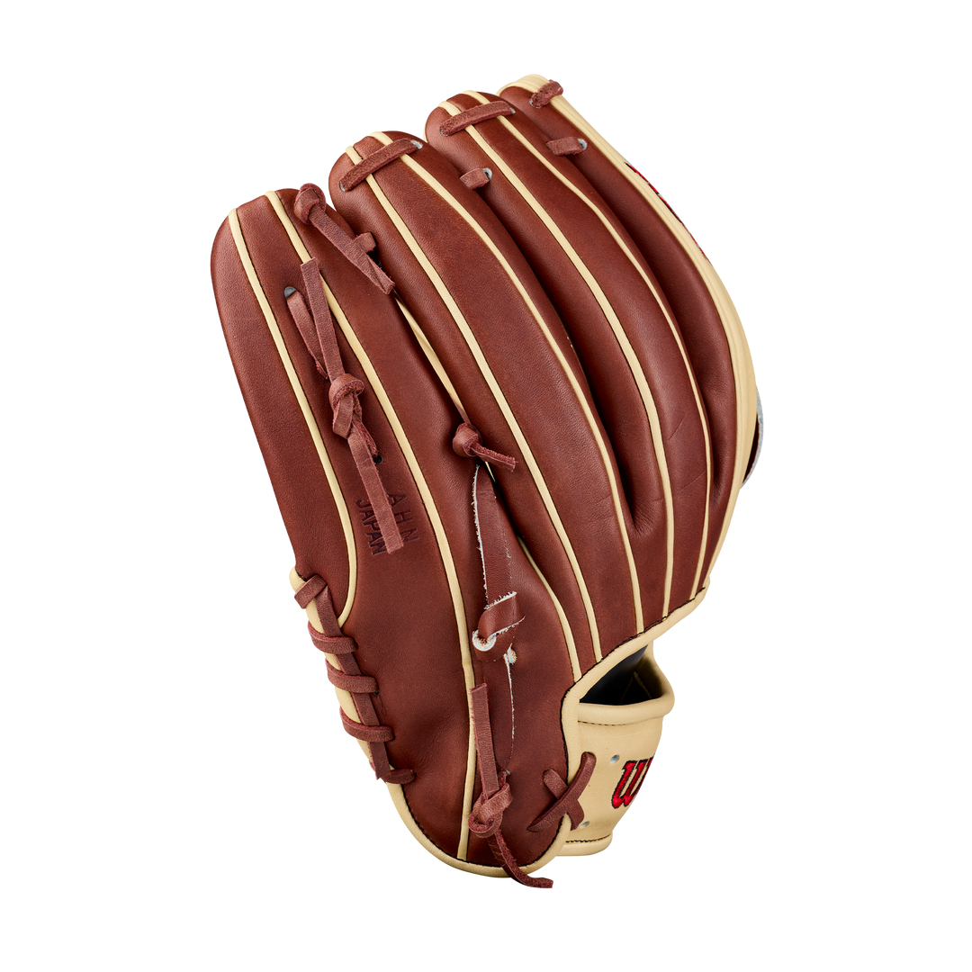 Wilson A2K DW5 WBG07801RT12 Walnut and Blonde baseball glove finger back