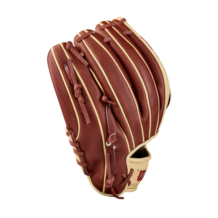 Wilson A2K DW5 WBG07801RT12 Walnut and Blonde baseball glove finger back