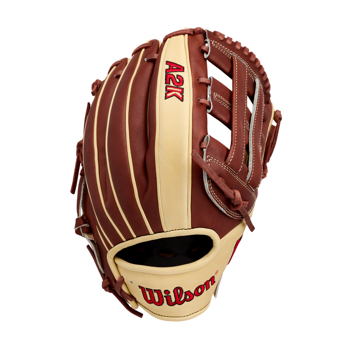 2027 Wilson A2K DW5 12 inch Infield Baseball Glove Walnut back and Dual Post Web