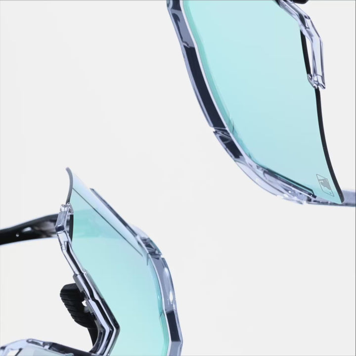 100% SPEEDCRAFT MLB Authentic Sunglasses – Polished Translucent Grey Frame with Blue Topaz Mirror Lens | Performance Sports Eyewear | SKU 60007-10076