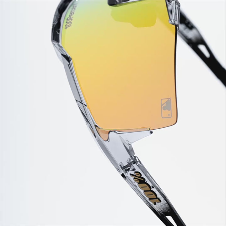 100% SPEEDCRAFT MLB Authentic Performance Sunglasses – Polished Translucent Grey Frame with HiPER 24K Gold Mirror Lens | UV400 Sports Eyewear | Model 60007-10077