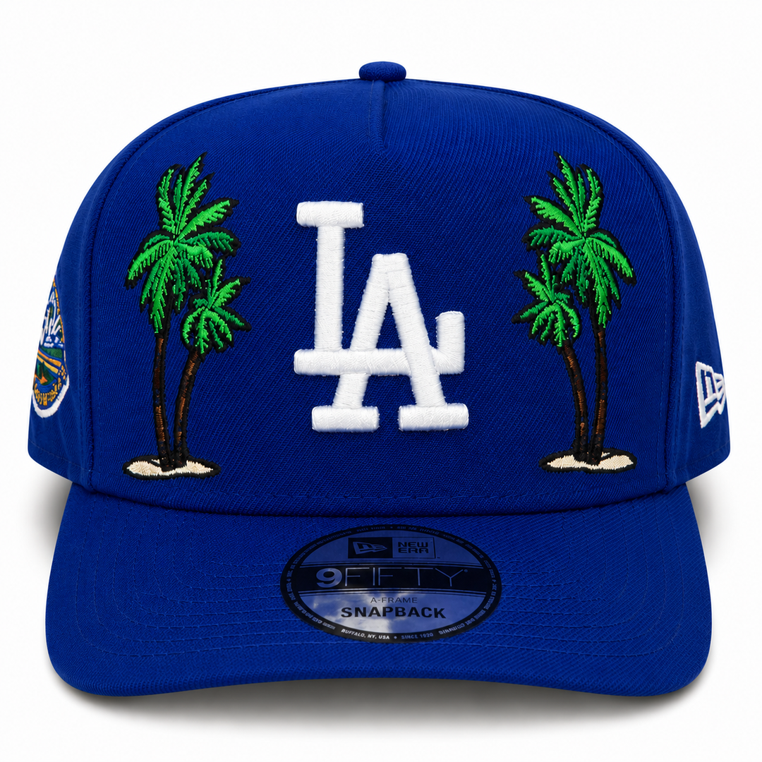New Era Los Angeles Dodgers 9FIFTY A-Frame Curved Snapback Hat Royal | 50th Anniversary Patch | MLB Adjustable Cap
