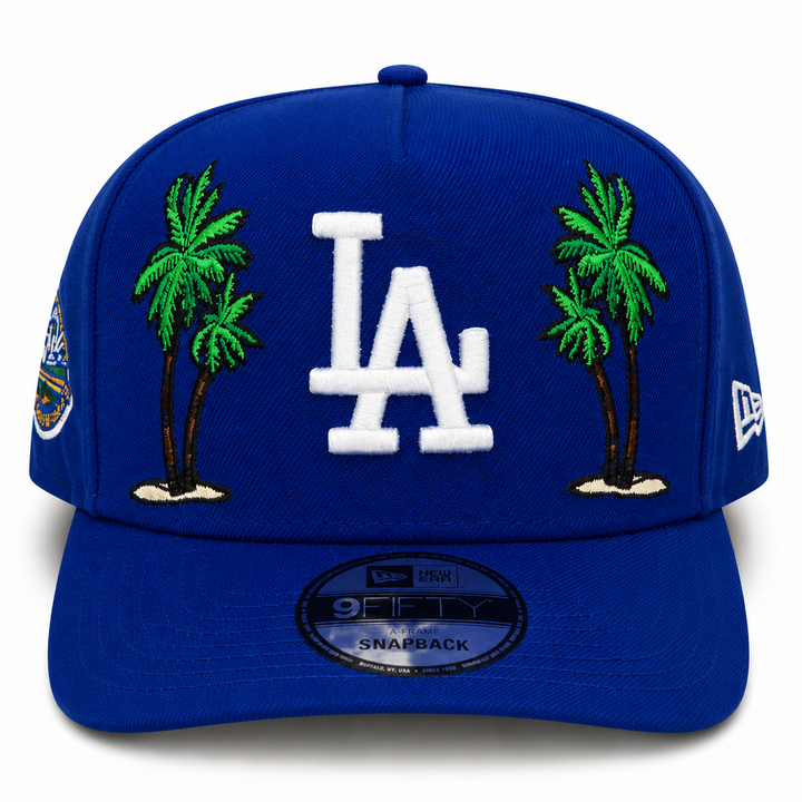 New Era Los Angeles Dodgers 9FIFTY A-Frame Curved Snapback Hat Royal | 50th Anniversary Patch | MLB Adjustable Cap