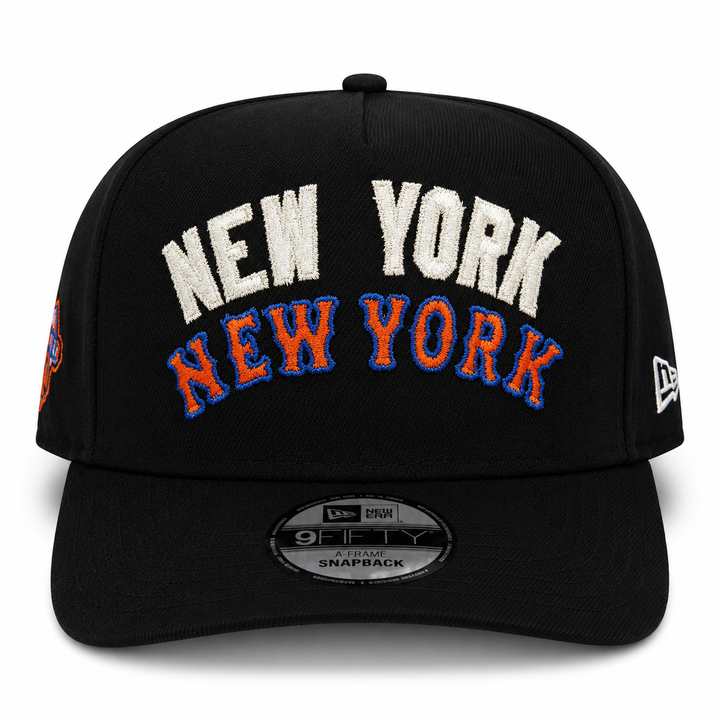 New Era New York Yankees-Mets 9FIFTY A-Frame Curved Snapback Hat Black | MLB Adjustable Cap