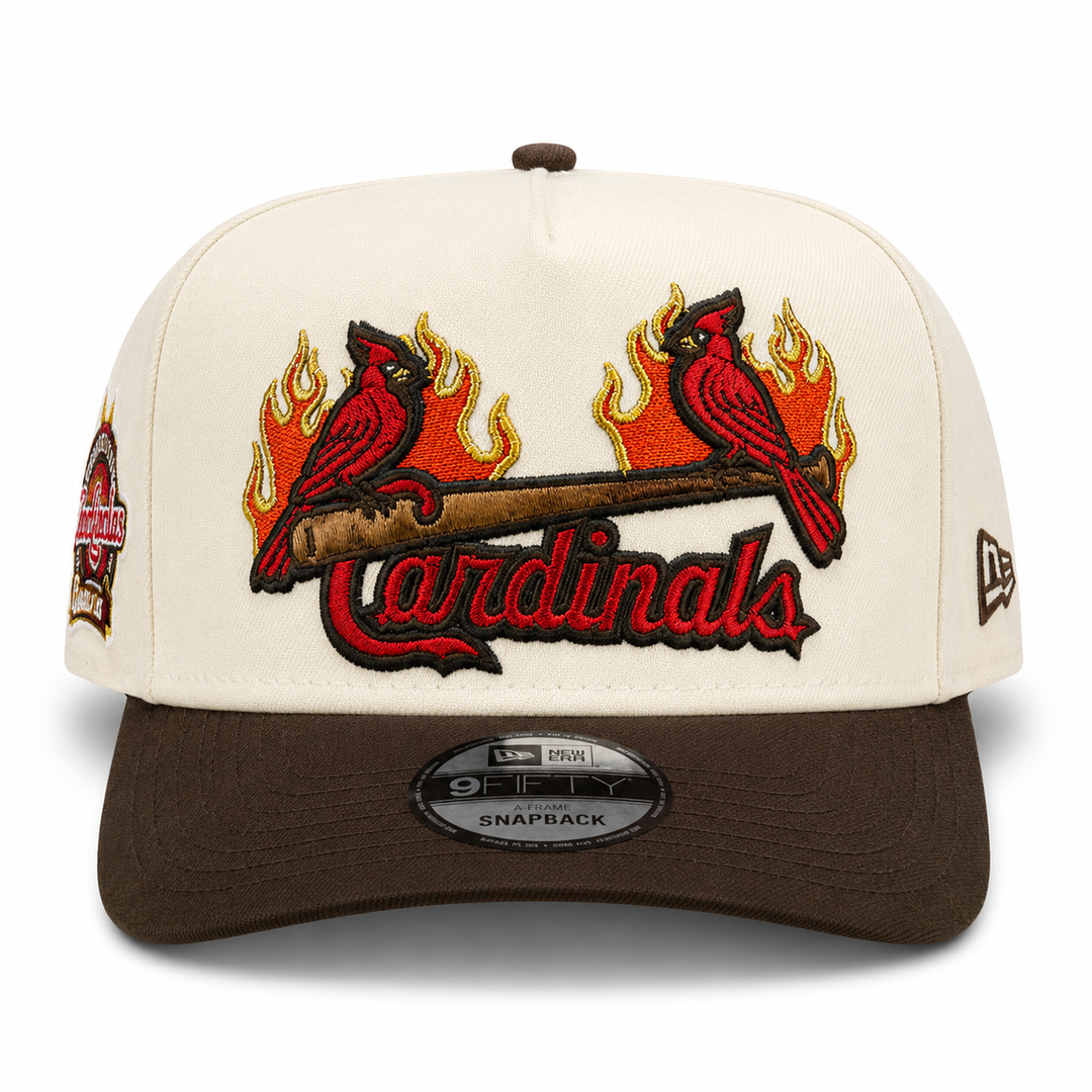 New Era St. Louis Cardinals 9FIFTY A-Frame Curved Busch Stadium Patch Snapback Hat Cream/Walnut | MLB Adjustable Cap