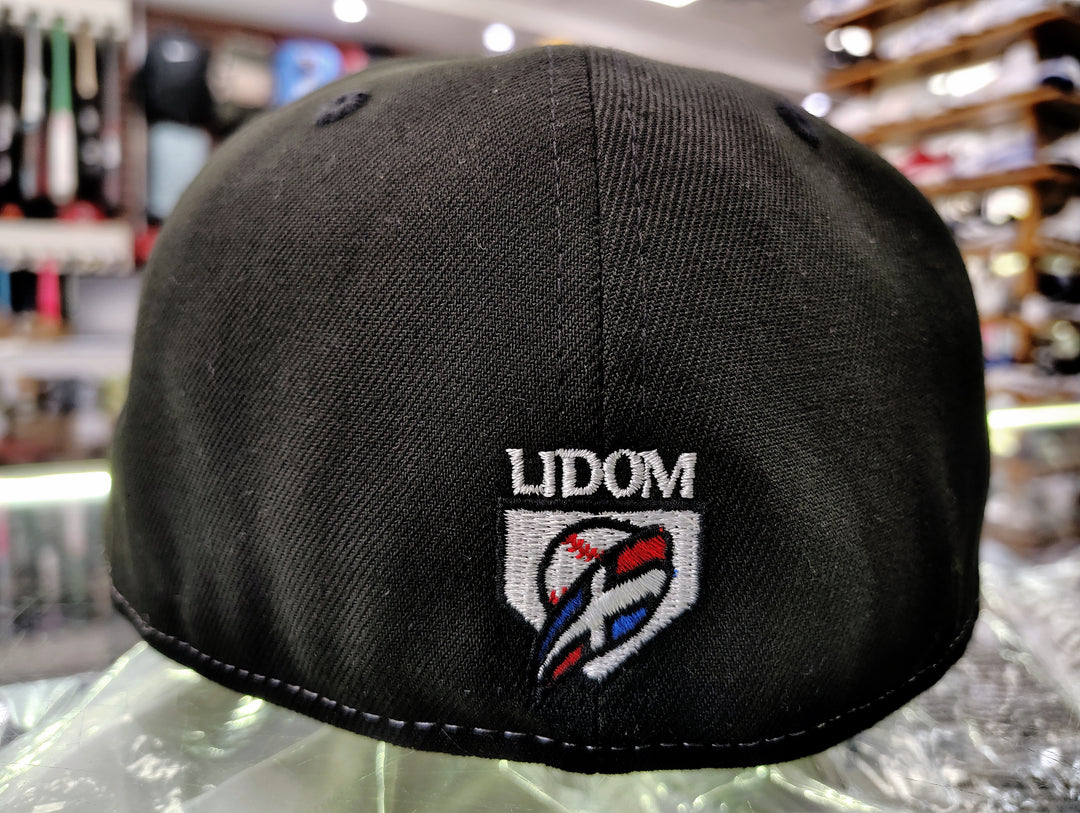 Aguilas Cibaeñas New Era 59FIFTY Fitted Hat – White/Yellow/Black back side with lidom patch