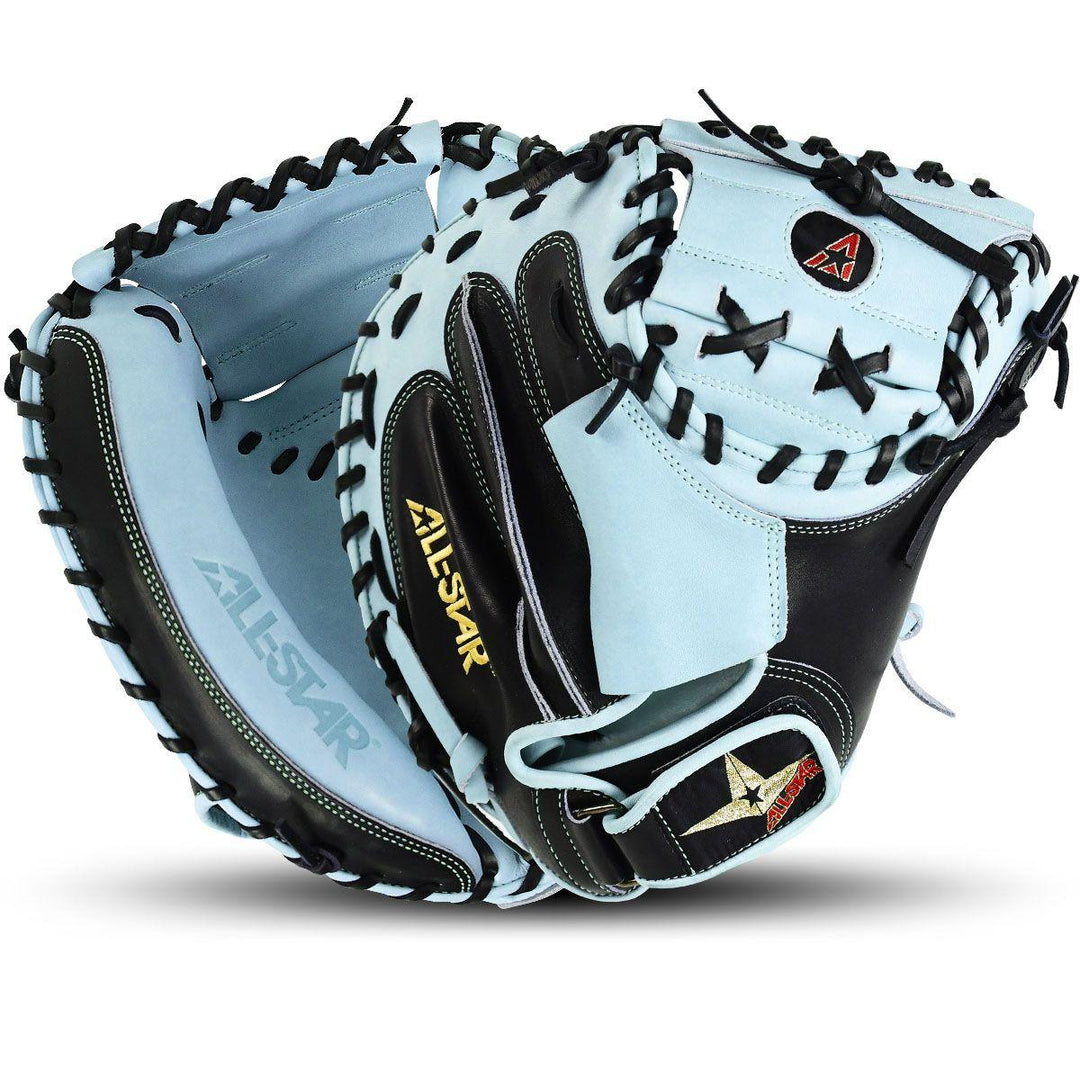 All-Star Limited Pro Elite 34" Catcher’s Mitt - (CM3000-34) Black / Sky Blue