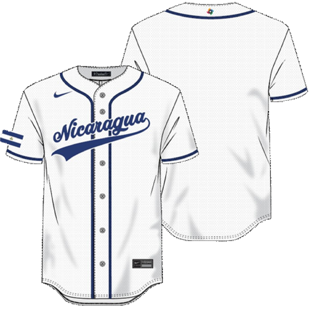 2026 WBC Nicaragua Men's Nike Stadium Jersey – Official Home White Edition