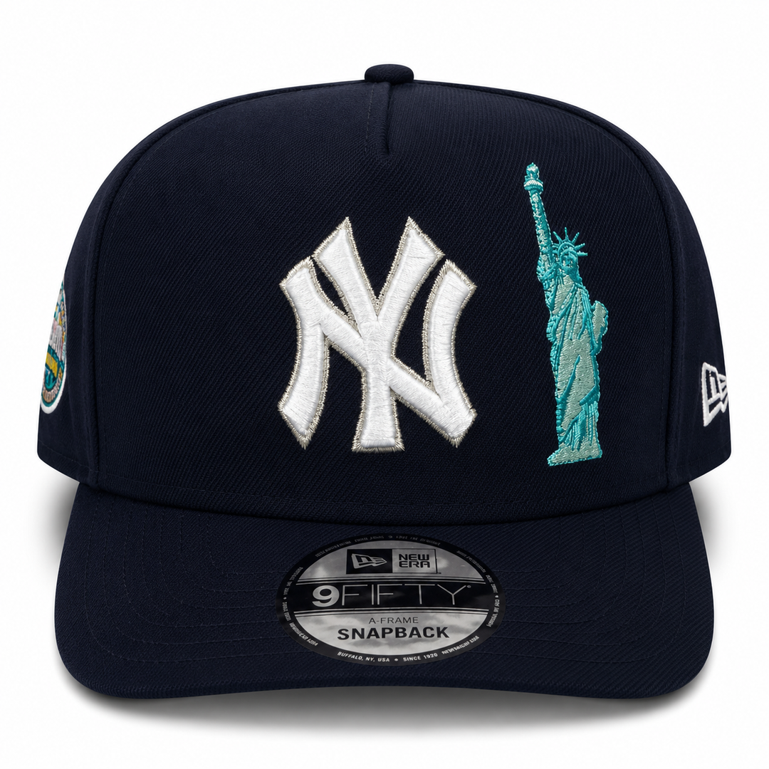 New Era New York Yankees 9FIFTY A-Frame Curved Snapback Hat Navy | MLB Adjustable Cap