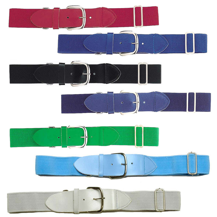 Baseball Belt with Cowhide Leather Tabs – Adjustable Adult Elastic Uniform Belt | 1.5" Wide