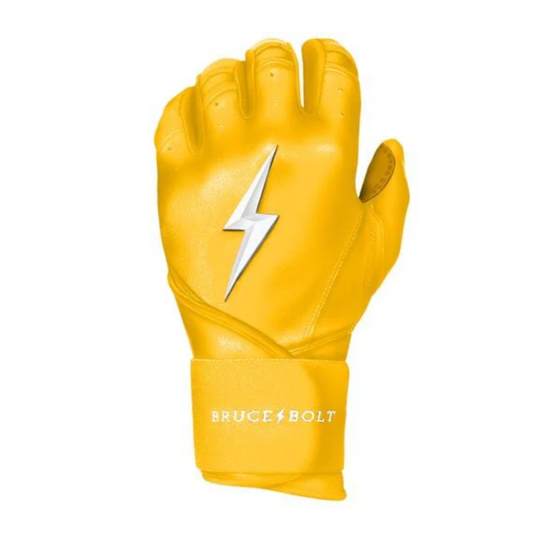 Bruce Bolt Premium Pro Long Cuff Batting - Yellow – Peligro Bruce Bolt Premium Pro Long Cuff Batting - Yellow – Peligro