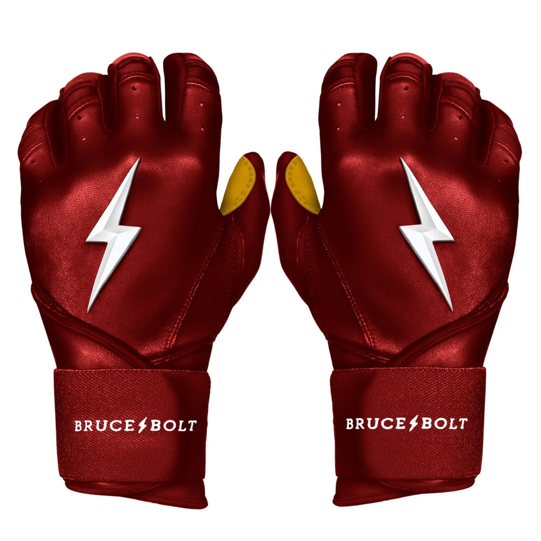 Bruce Bolt Premium Pro Long Cuff Batting Gloves - Maroon