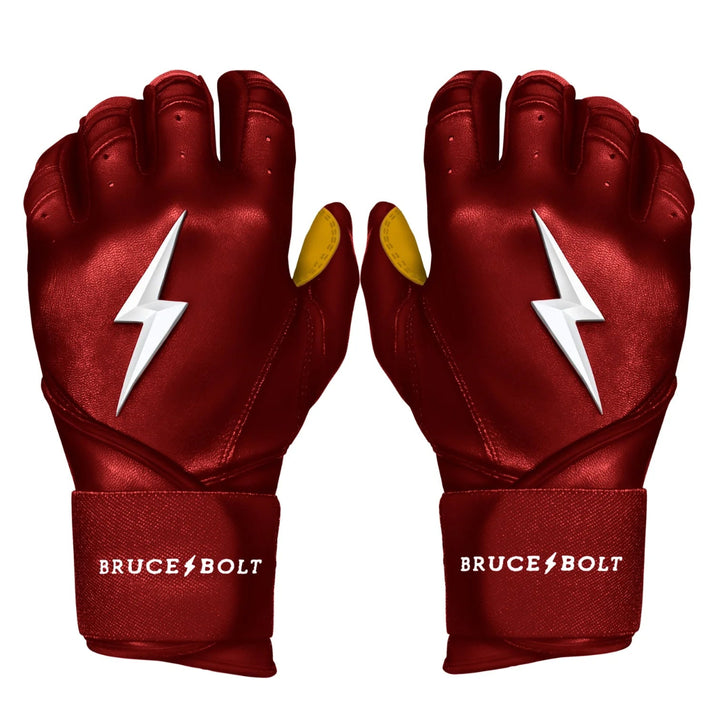 Bruce Bolt Premium Pro Long Cuff Batting Gloves - Maroon