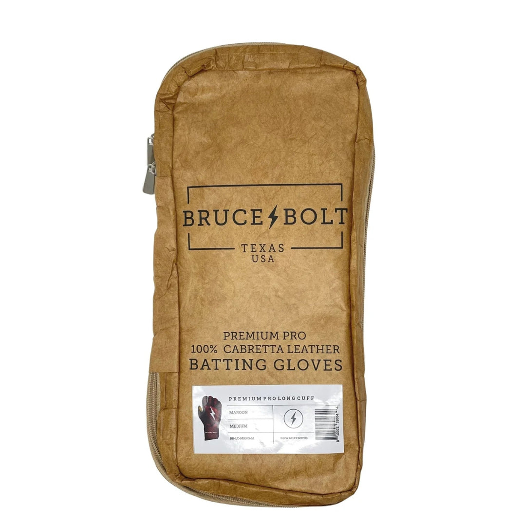 Bruce Bolt Premium Pro Long Cuff Batting Gloves - Maroon2