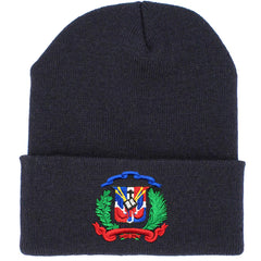 Dominican Shield Skully Black  Beanie Hat