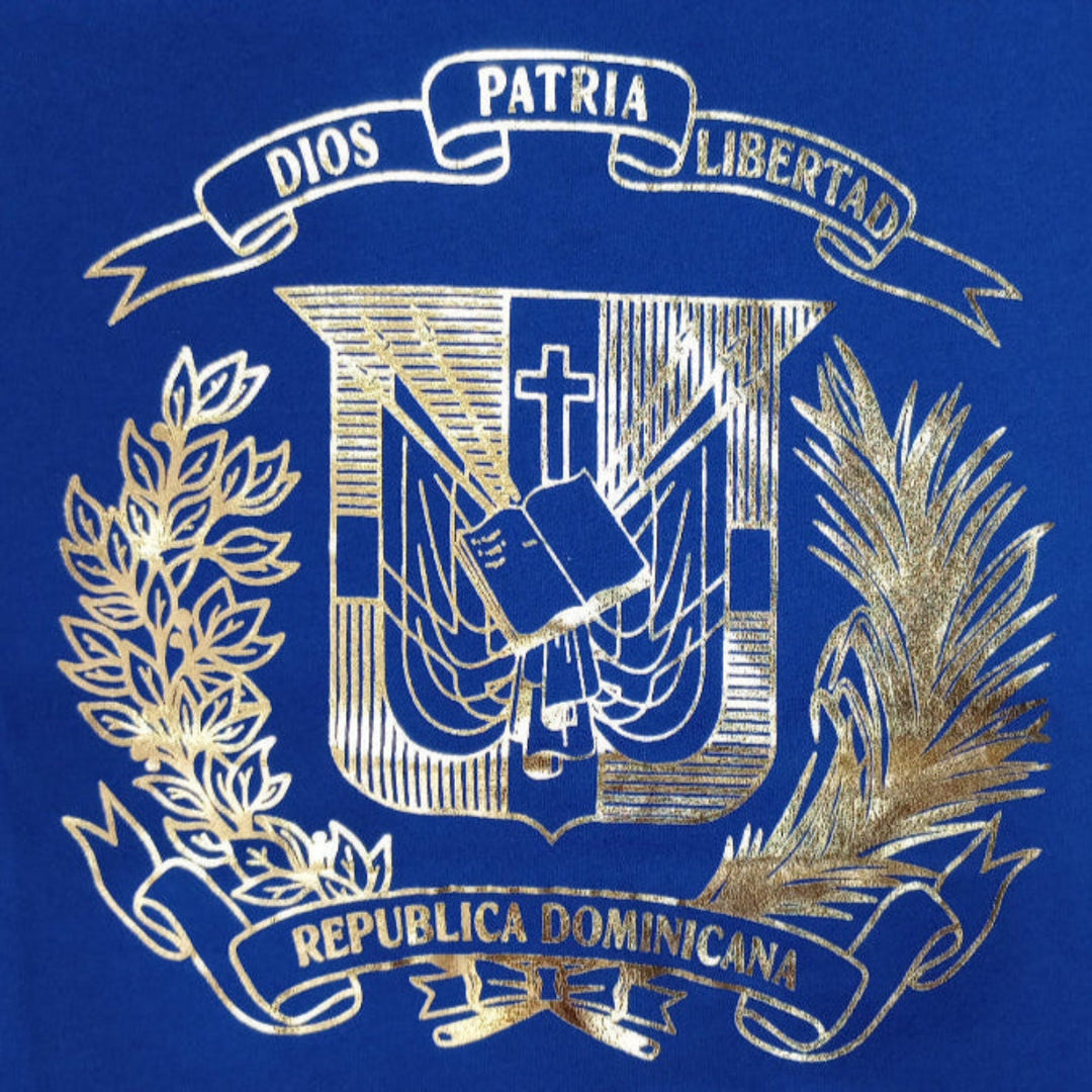 Dominican Shield Premium T-Shirt Design Metalic Gold – Light and Soft_Blue2