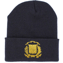 Dominican Shield Skully Black  Beanie Hat