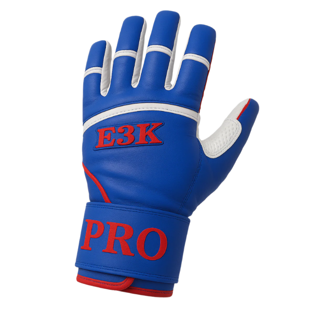 E3K Men’s Premium Batting Gloves – Ultimate Grip and Protection_Royal/White/Red